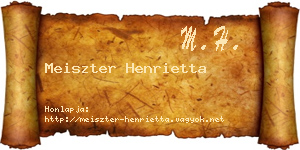 Meiszter Henrietta névjegykártya